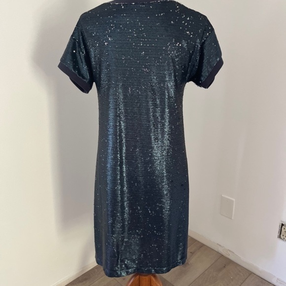 ANTHRO Moulinette Soeurs Interstella Blue Sequin Midi Shift Dress size XS - Picture 4 of 10